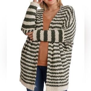 POL Ivory Green Striped Cardigan BNWT